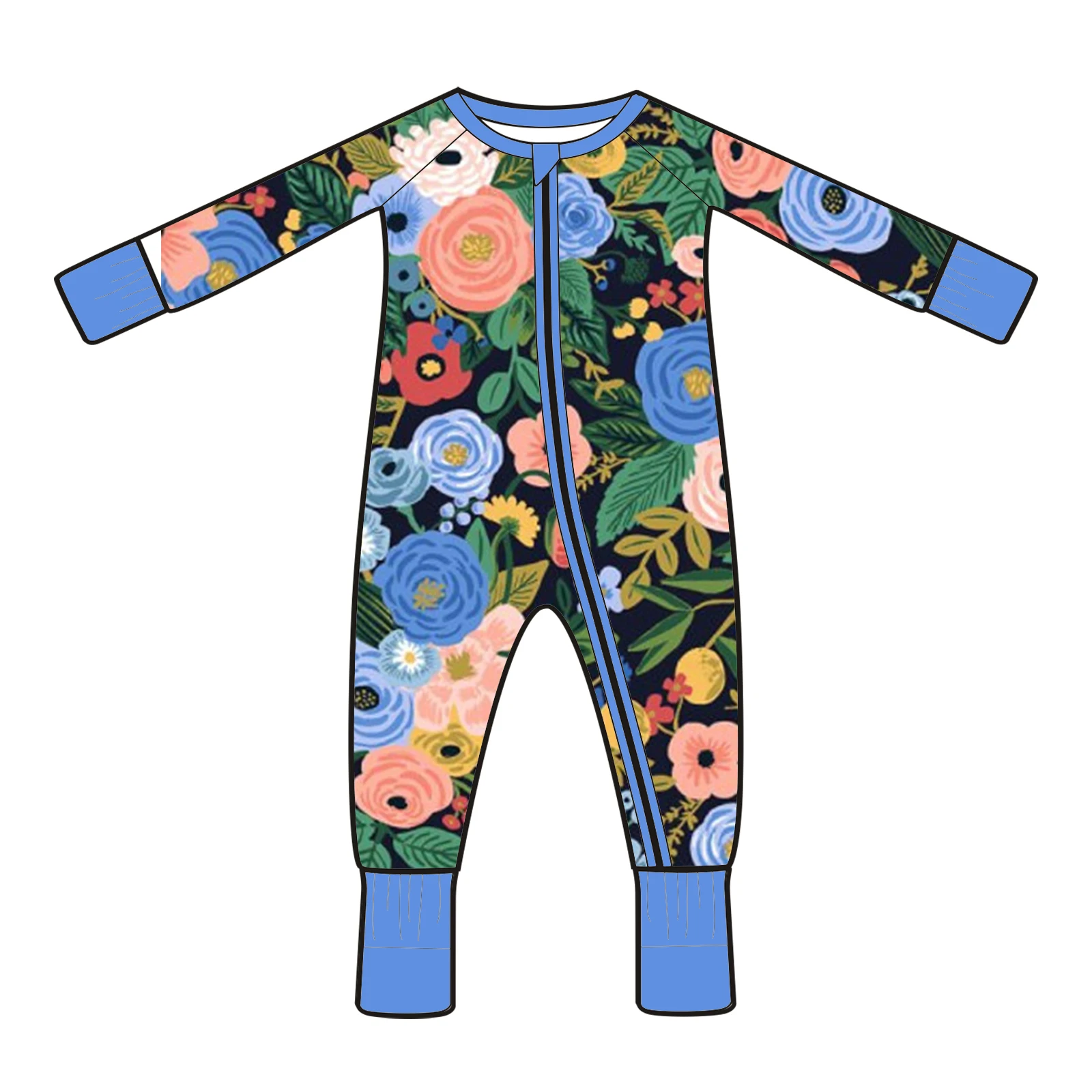 Custom Print Zippy Bamboo Viscose preemie Jumper suit Pajamas Newborn Sleepers Baby Stride Zipper Rompers