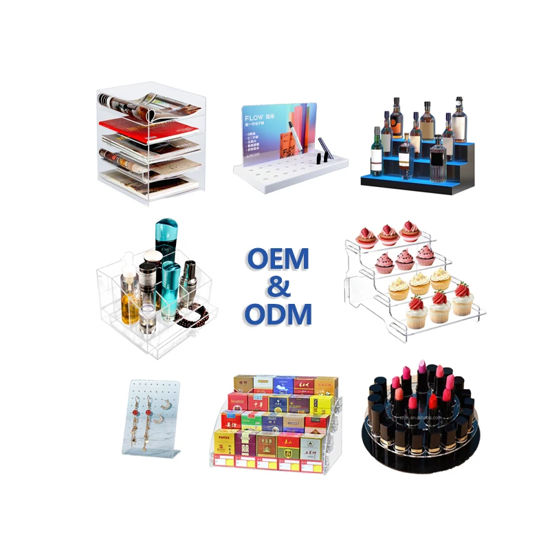 Custom Acrylic nail risers dessert earring nail stand display cigarette lipstick cosmetic brush acrylic watch display stand