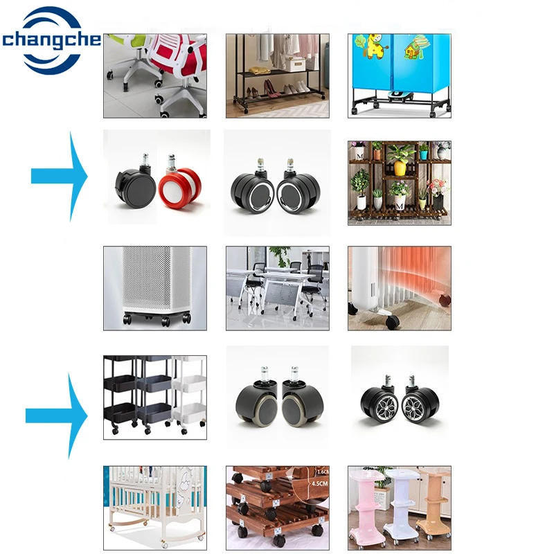 Black Color Anti Slide Furniture Office Chair Moving Wheel Roller Caster Wheels