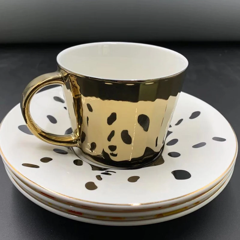 
Предмет звезды с позолоченным ободом керамическая чайная кофейная кружка тарелка набор чашек эспрессо зеркальные чашки и блюдца 