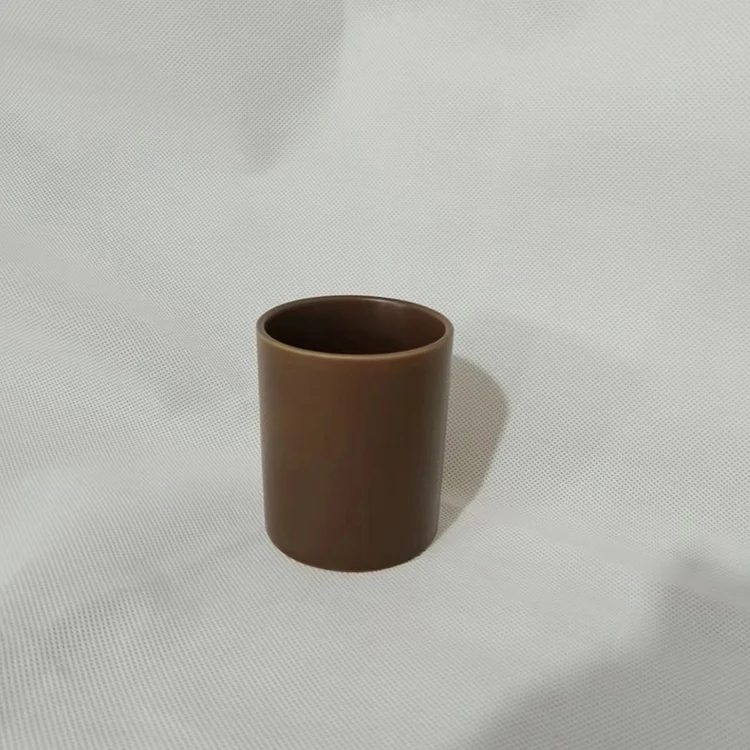 Wholesale Brown Glaze Ceramic Candle Container Jars Handmade Matte Cylinder Vessels Home Decoration Custom Christmas Scented Wax