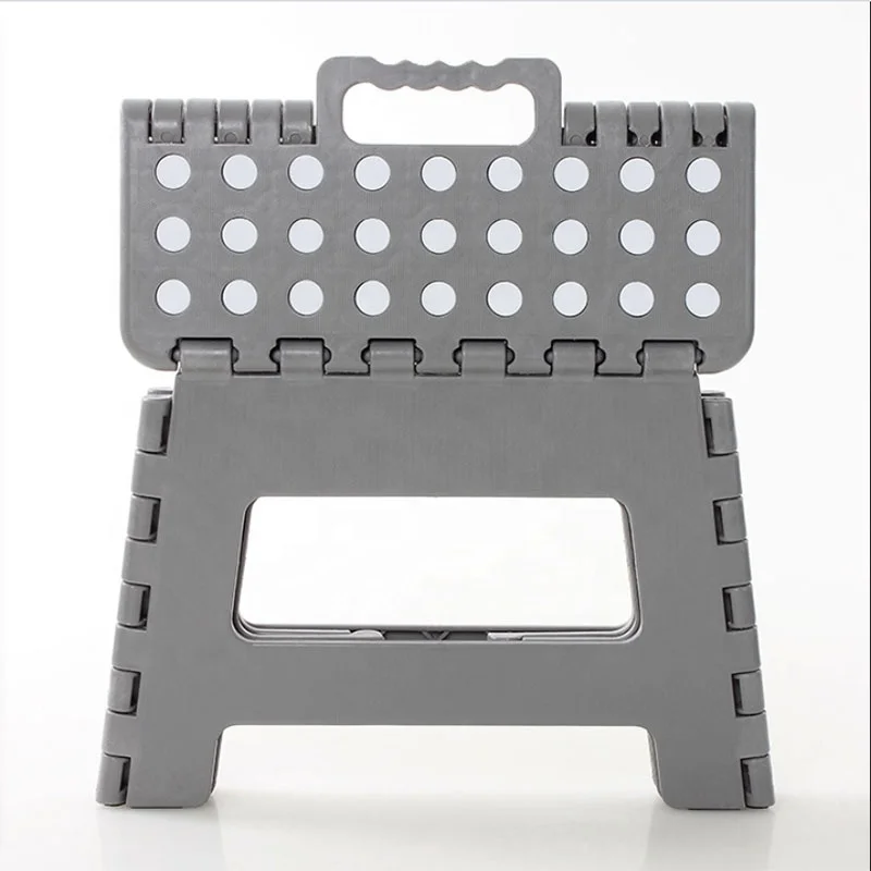 fold-type grey portable  plastic folding step stool foldable  home outdoor travel 11inch