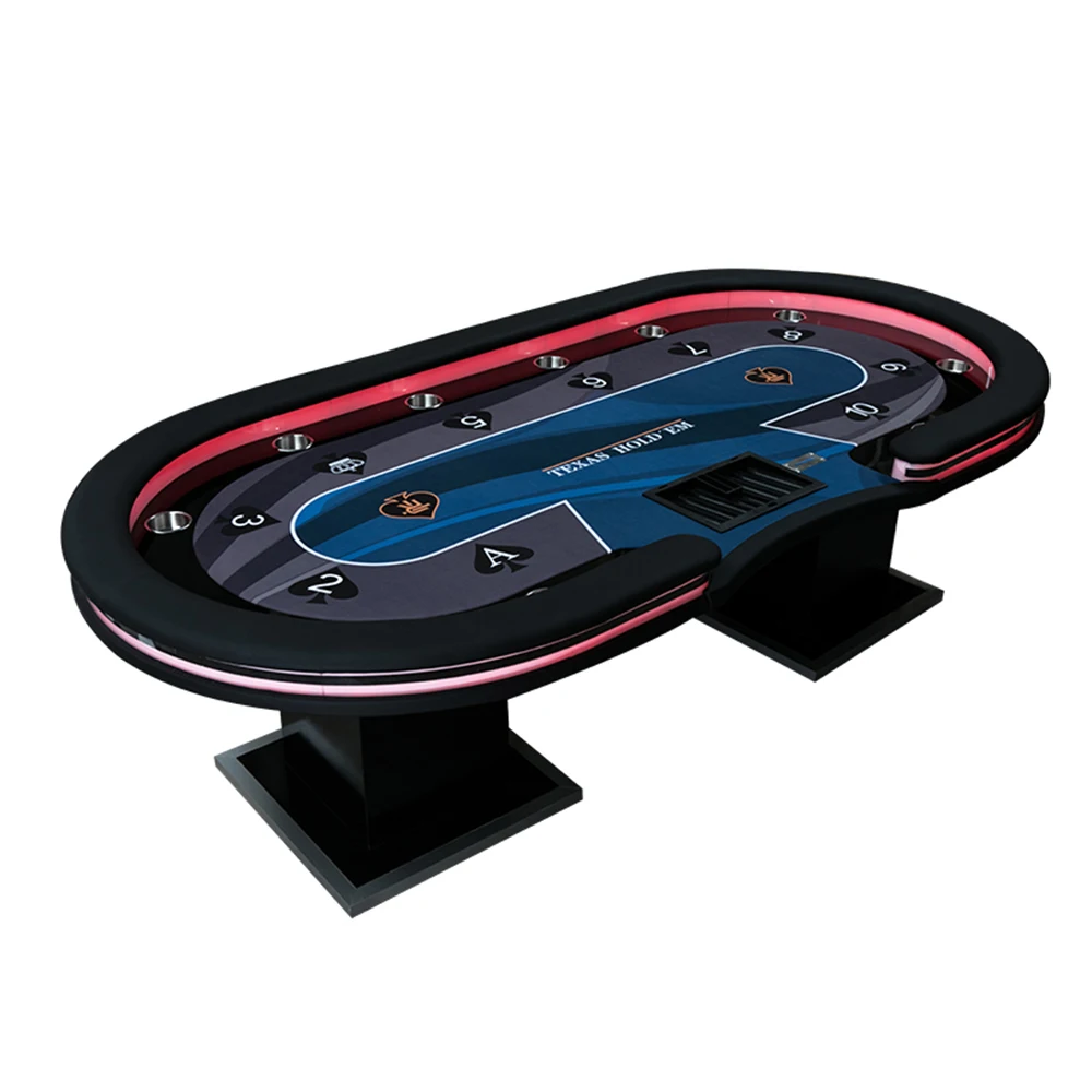 10 People Casino Table Texas Poker Gambling With Led Lights