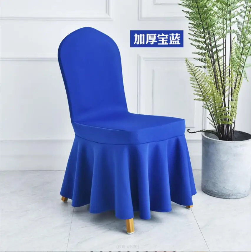 Factory Supply Custom Logo Sapphire Blue Thickened Polyester Cotton Hotel Banquet Armless Chair Cover for Party Wedding