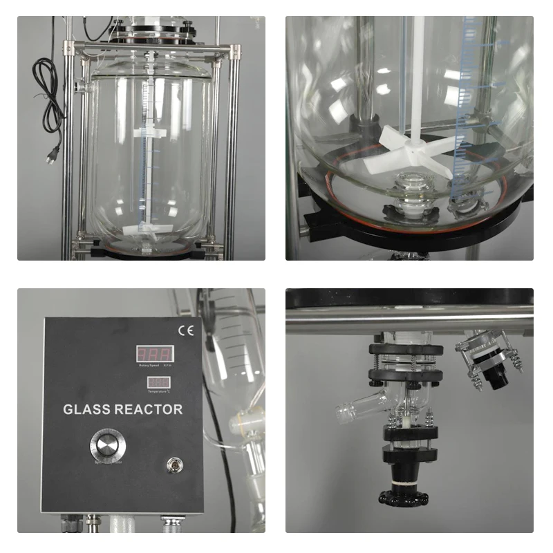 OEM Customized 1L 2L 5L 10L 20L 50L 100L 200L Chemical Sealed Glass Jacketed Reactor Vessel