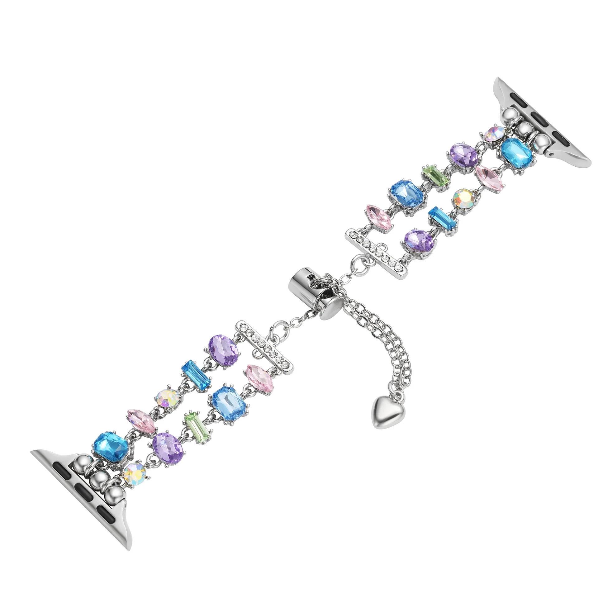 RYB Hot Selling Unique Design GemStone Handmade Elastic For Smart Watch Band40mm 41mm 44mm 45mm 49mm Beaded Watch Strap