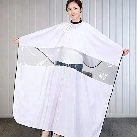 Vinnie customized barber capes with window water proof salon cape hair cutting gown for barber shop barber supplies