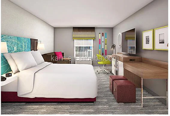 GRT6124 Hotel Furniture Modern King Size Bedroom Sets Custom Upholstered Beds Hampton Inn Hotel Furniture