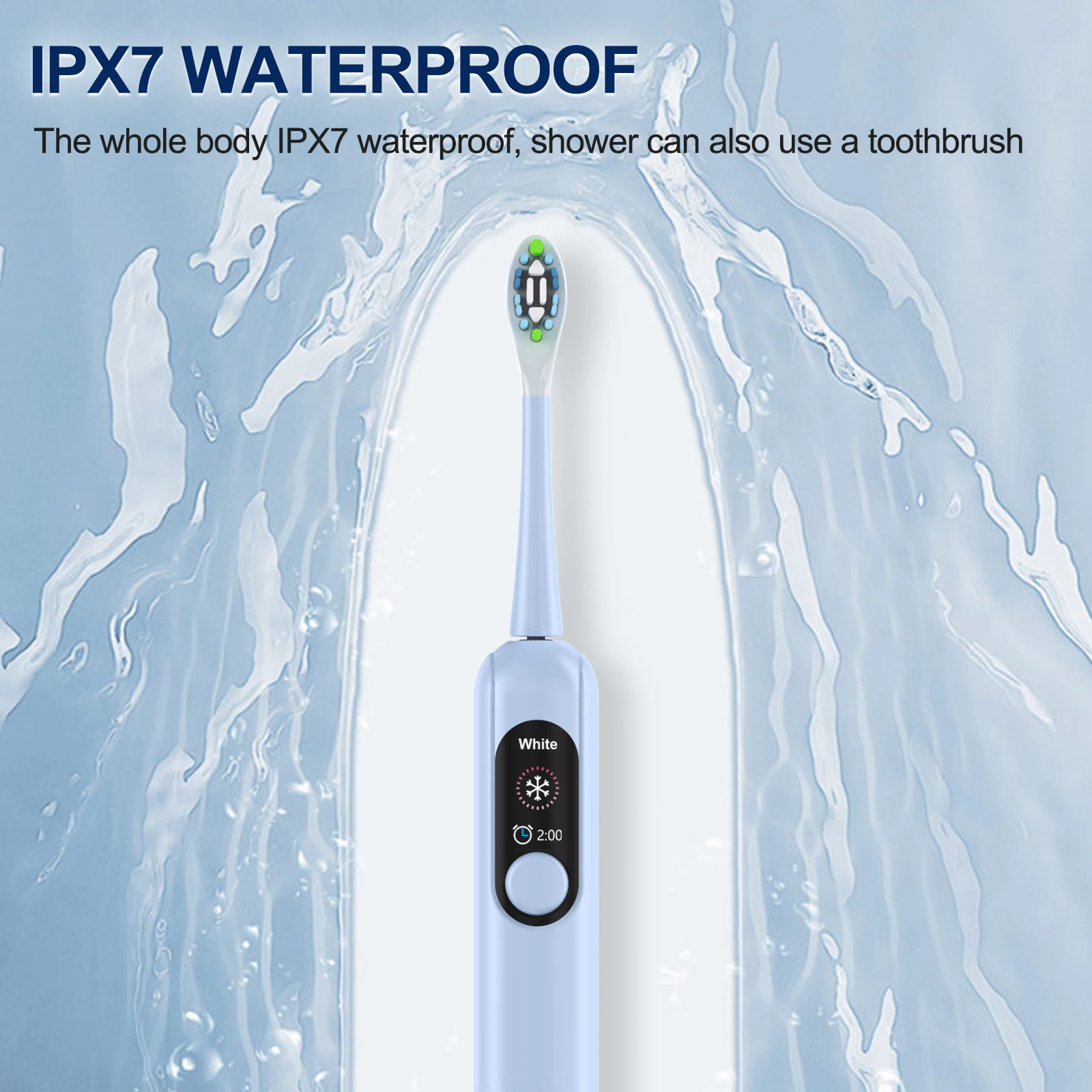 Портативная перезаряжаемая зубная щетка IPX7 мягкая щетина экран смарт-звуковая электрическая для взрослых