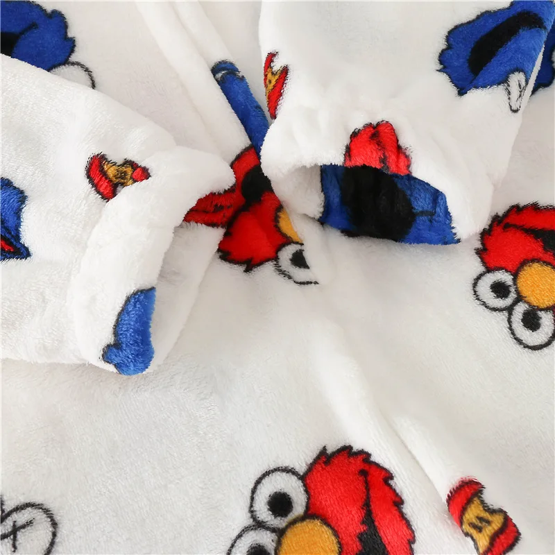 
Warm Velvet Hoodies Onesie Pajamas mommy and me Adult Cute monster print Casual Winter Long Sleeve Jumpsuit Woman 