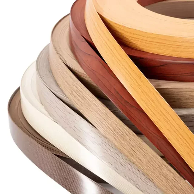 Best selling high quality 12-54mm furniture pvc wood grain solid color edging banding