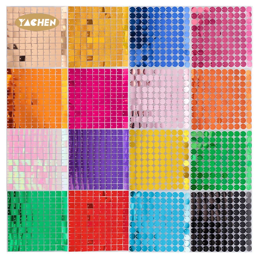 YACHEN wedding party event backdrop decoration 30-30 blue pink rainbow silver rose gold shimmer sequin wall panels