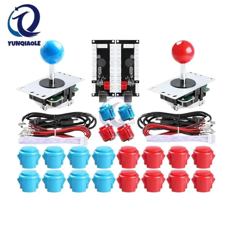 2 Player Diy Arcade Kit 20x Arcade Buttons+2x Arcade Joystick+2x Zero Delay Usb Encoder For Pc