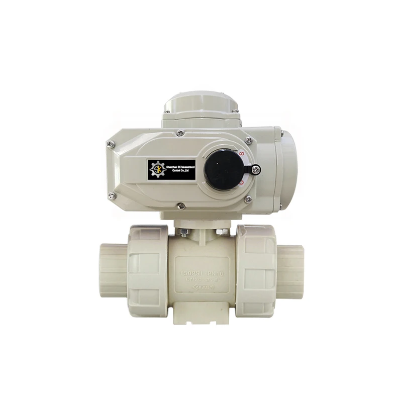 2 inch 0-10vdc Regulating 220V AC Double Union PPH Socket type electric motorized Ball Valve