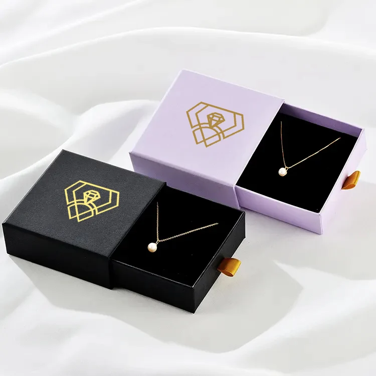 Cardboard Jewellery Small Product Custom Logo Printed Paper Drawer Packaging Gift Jewelry Box With Handle