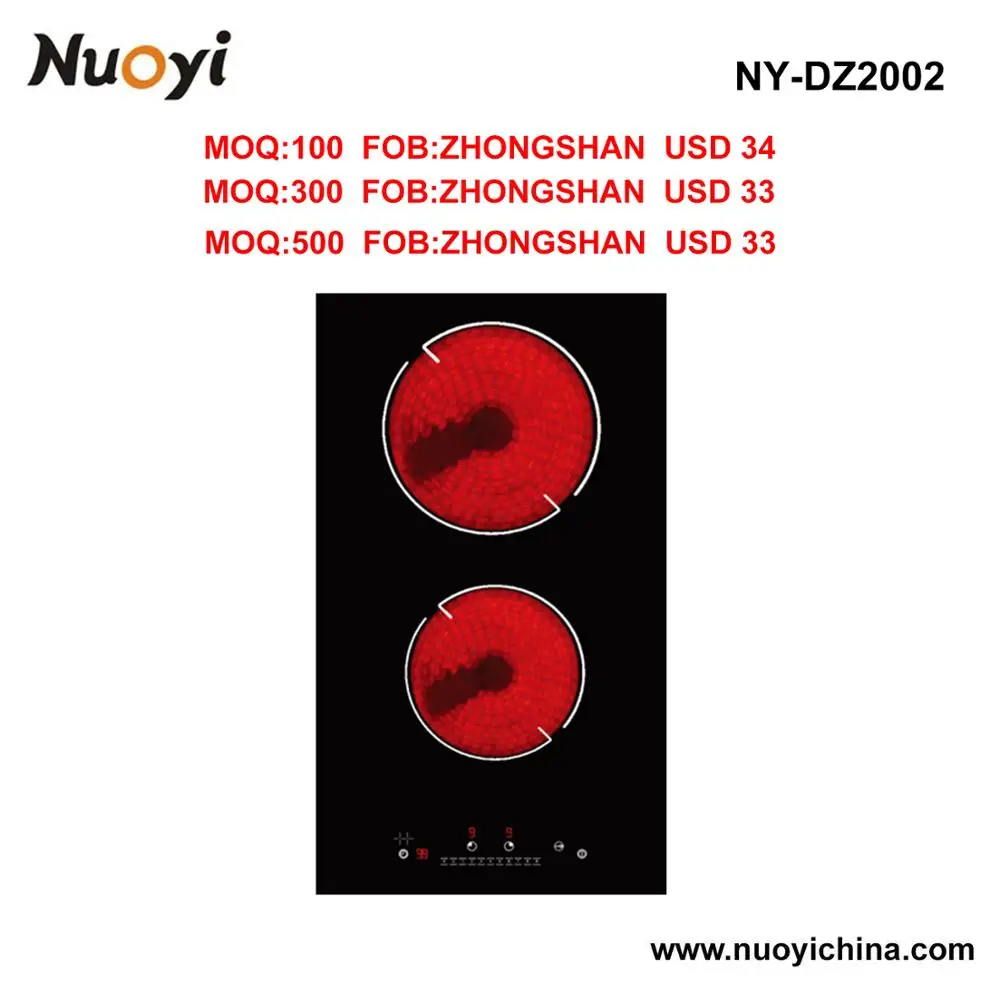 Nuoyi Factory Built In Ceramic Glass Cooktops 2 Burner Electric Ceramic Hob.