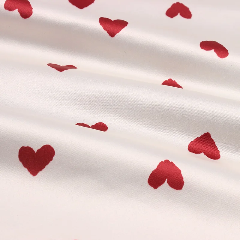 polyester taffeta heart pattern printed fabric for sleep clothing