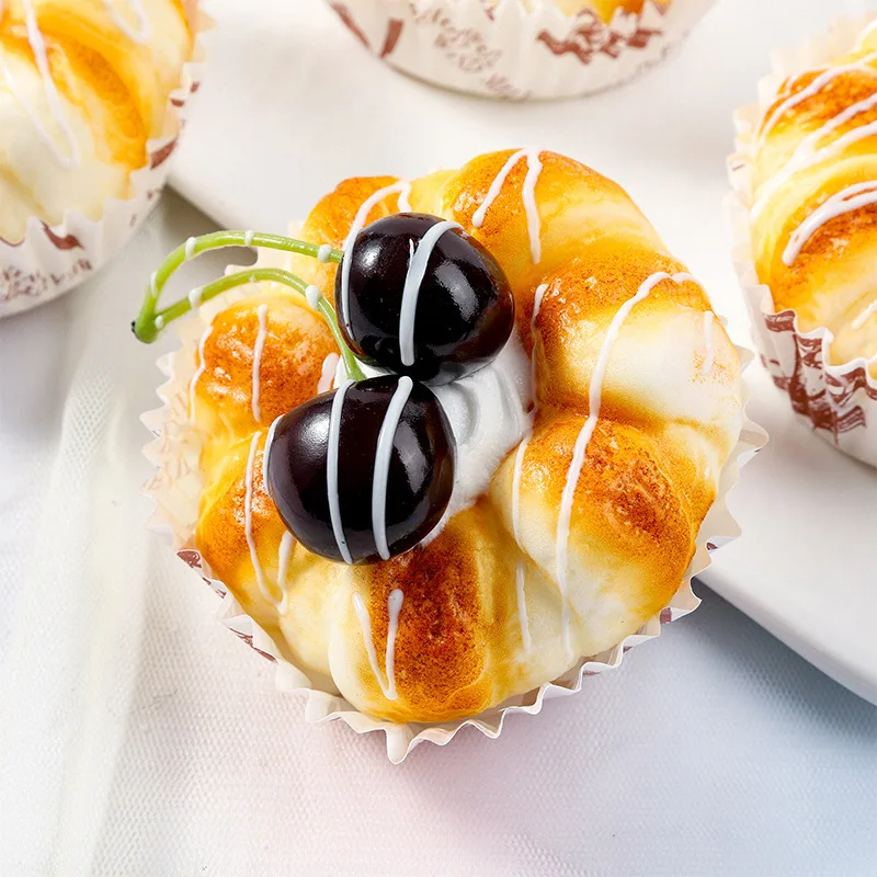 Fake cupcake simulation artificial PU foam cake kitchen toy hotel food display resin butter cupcake