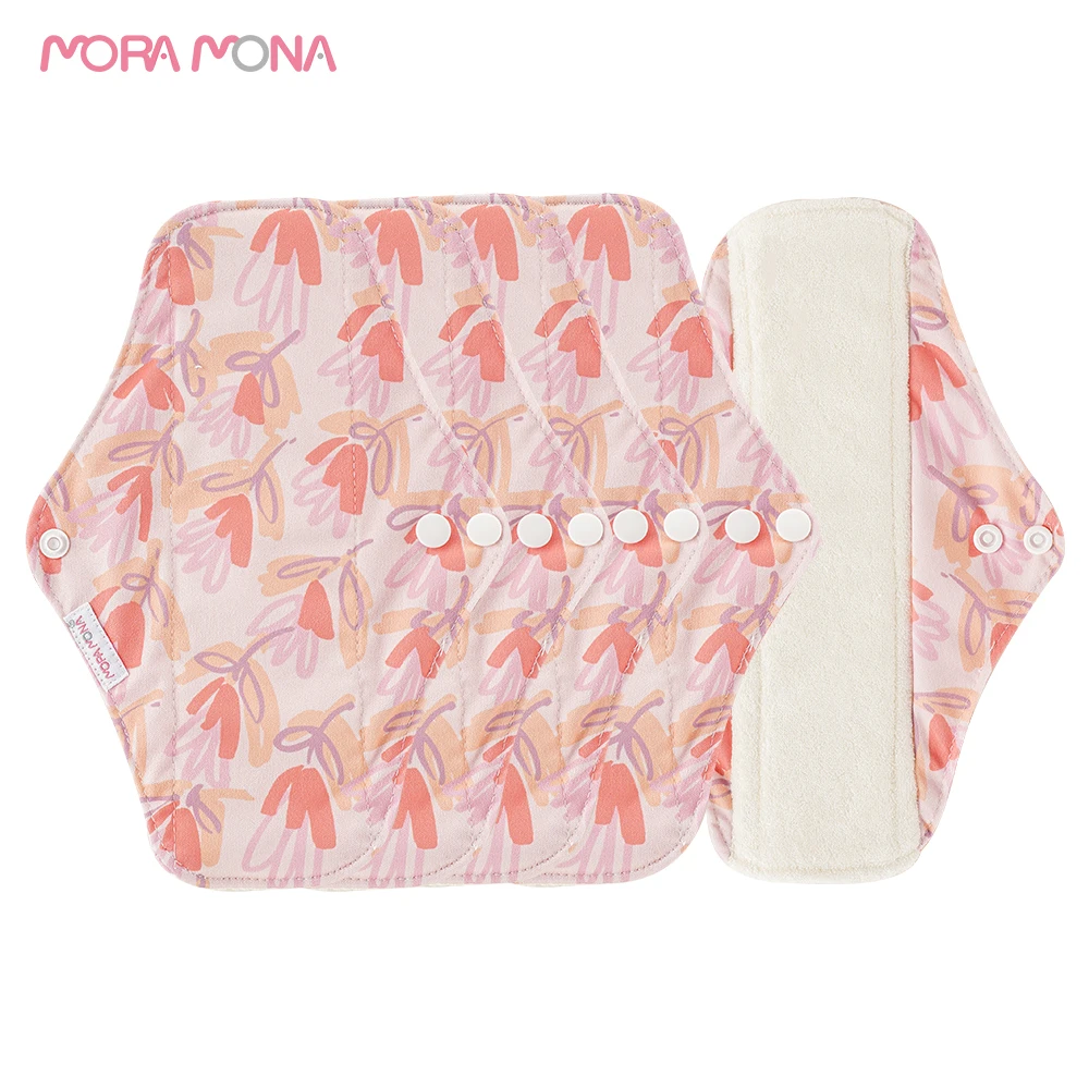 Moramona OEM Reusable Menstrual Pad Bamboo Terry Sanitary Napkin Absorbent Pads