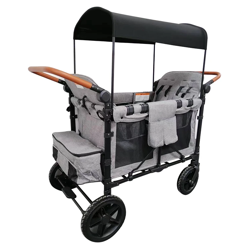 Folding 4 Seat Wagon Stroller with Canopy for Kid