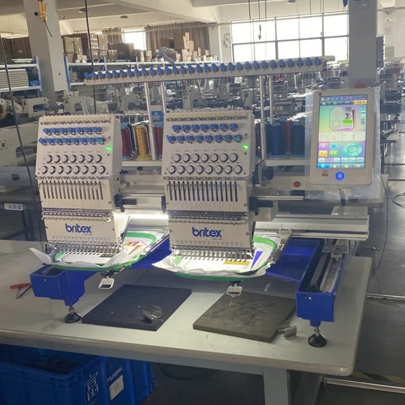 japan quality britex BR-1502 2 two Heads 15 Needles Flat computer embroidery machines 2 head embroidery machine 2 heads
