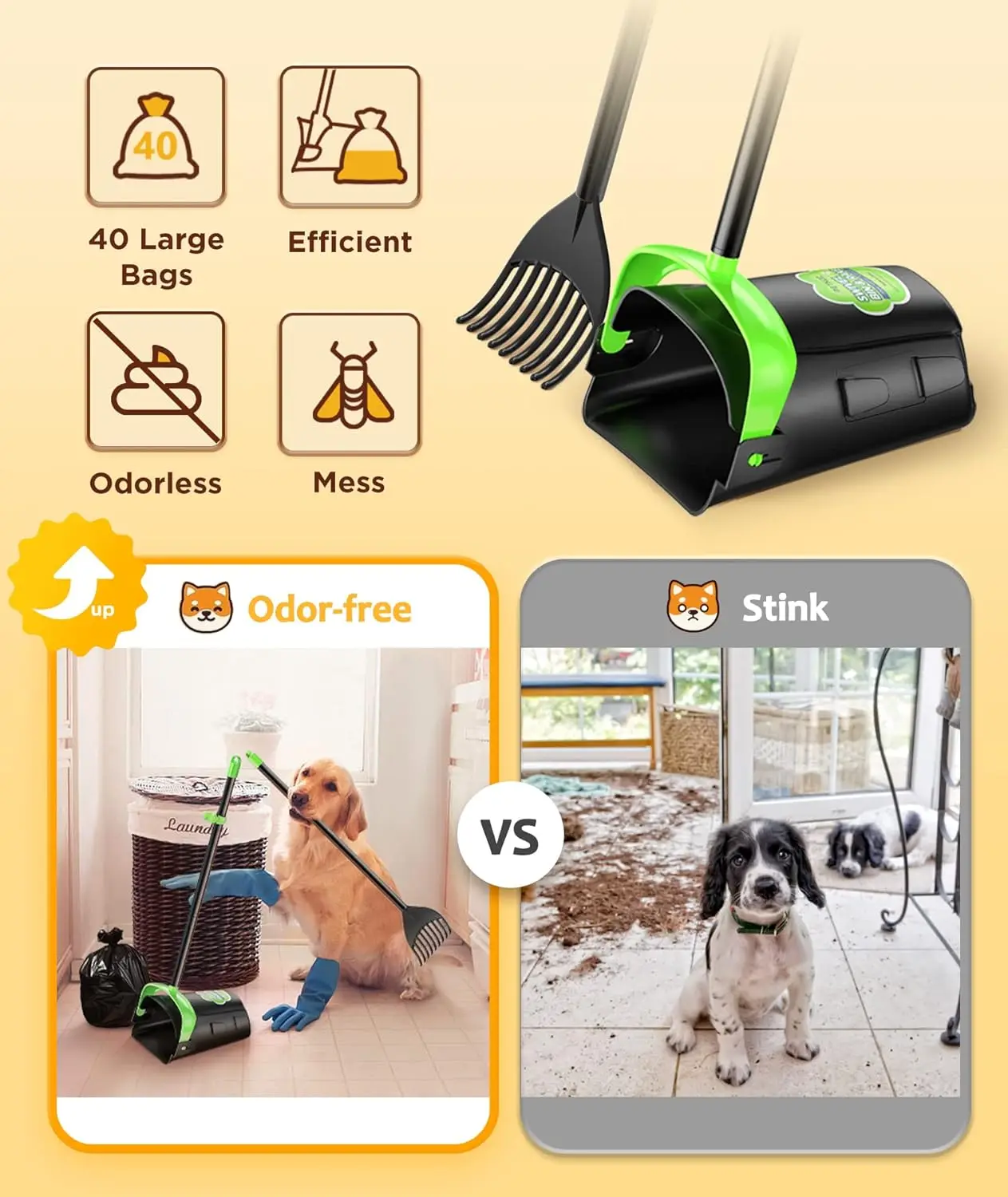 Customized Large Arm & Hammer Pooper Scooper Swivel Bin & Rake Dog With Lid And Handle