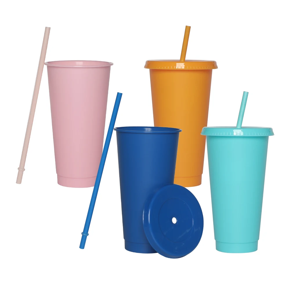Custom 24oz 710ml reusable pp plastic tumbler water drink mug coffee plastic cups with lids and straws