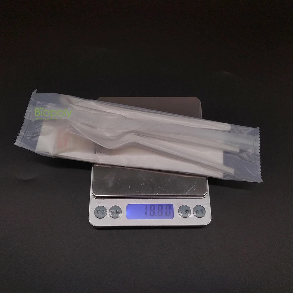 Wholesale eco friendly travel portable PLA flatware reusable organicr spoon fork knife and straw cutlery set