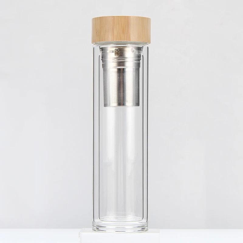 bamboo lid digital fitness stainless steel filter water glass bottles custom with motivational time marker