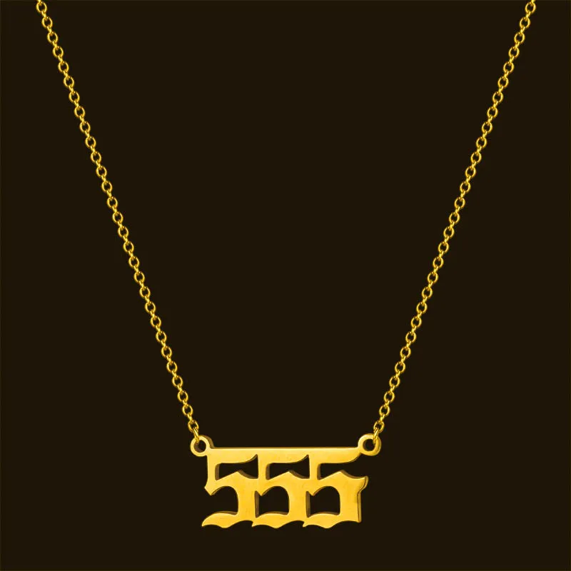 2022  hot selling Angel pendant number 000-999 stainless steel digital necklace