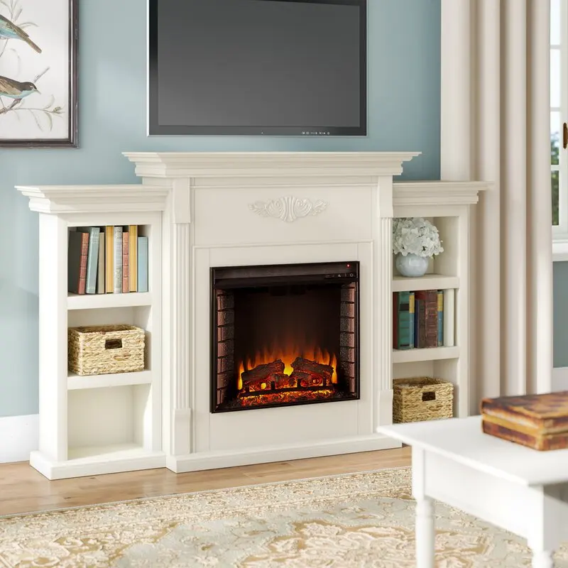 Cheap modern wood fireplace electric  with remote control electric fireplaces