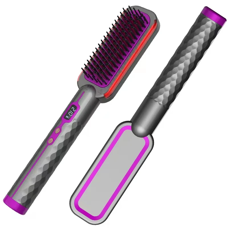 LCD Digital Touch Screen Electric Ionic Generator Designed Straighten comb Professional Home Salon Hair Straightener Brush