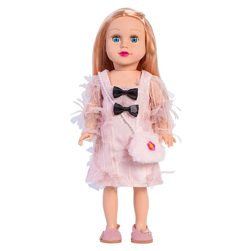 Hot Sell 18inch Girl Dolls Soft Vinyl Realistic Doll Toys American Girls Fashion Doll with Various Hair Clothe