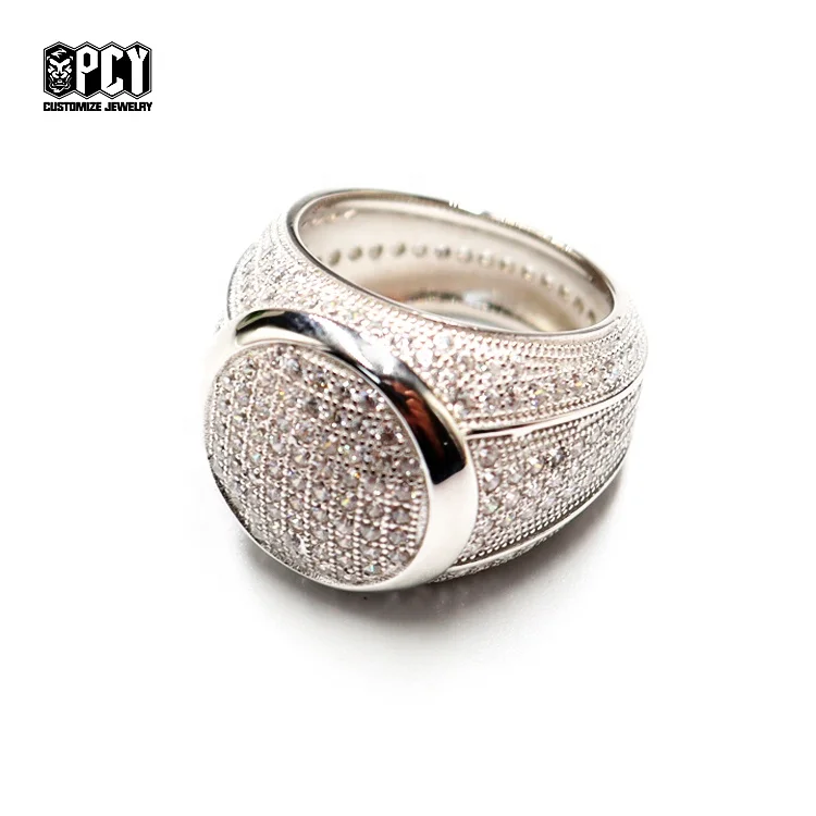 Hot Sale Trendy Hip Hop Jewelry Yellow Pink  Wedding Ring White Diamond Plain  Diamond Promise Ring