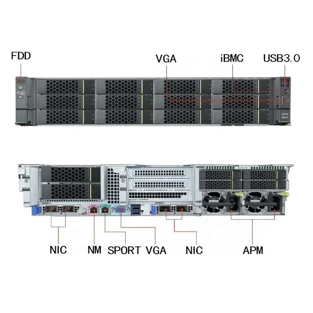 FusionServer 2U rack 2288HV6 server 8*2.5 Chassis 16/32 ram 5315Y 3.2GHz cpu 960G SATA SSD XR150-M Raid Card 1500W Po