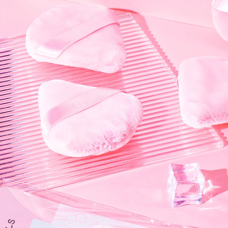 Top seller triangle beauty makeup foundation puff soft velvet cotton setting powder puff Custom logo