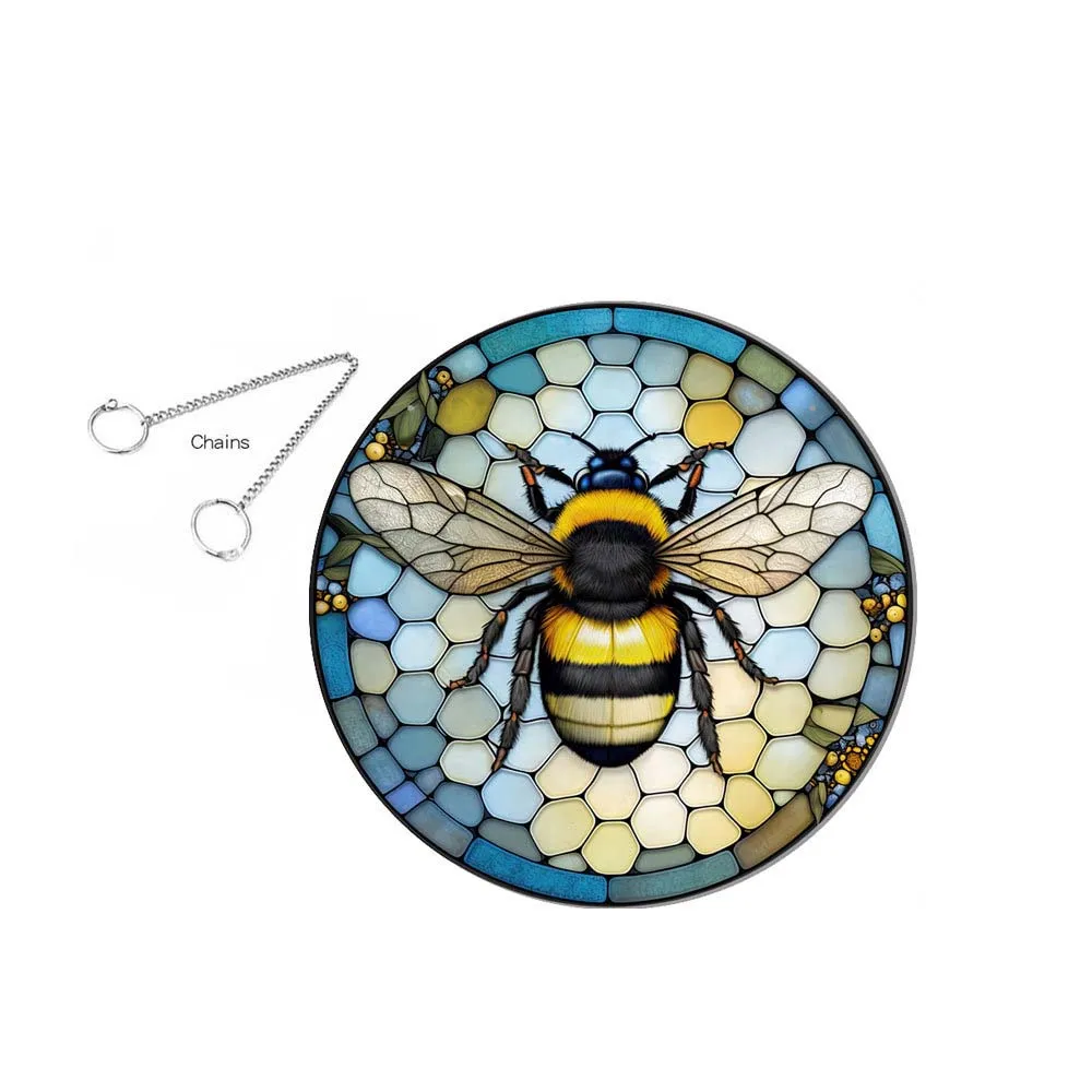 Bee pendant window porch home decor Gift Double sided pattern Sun Catcher