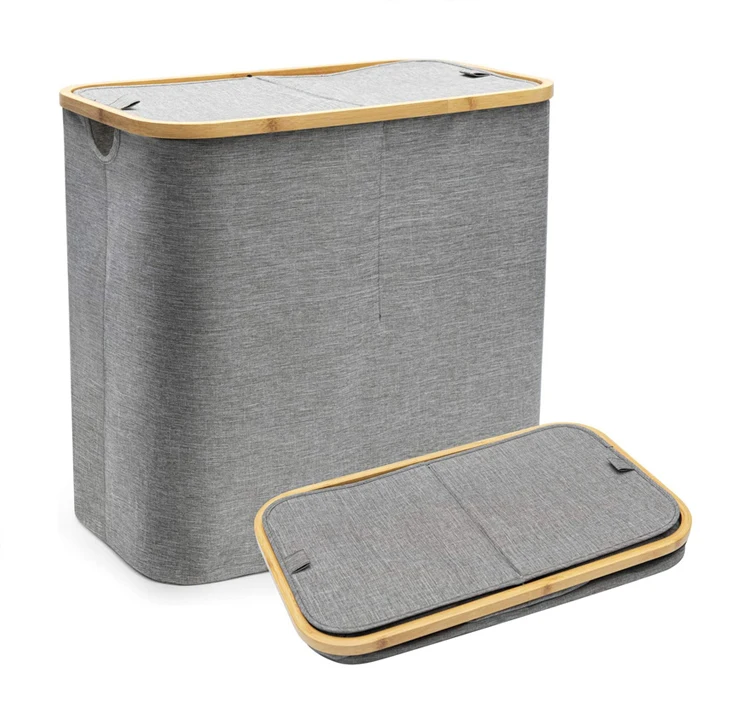 Складная корзина для белья из ткани, складные бамбуковые Органайзеры для грязной одежды, корзина для белья из войлока с крышкой
