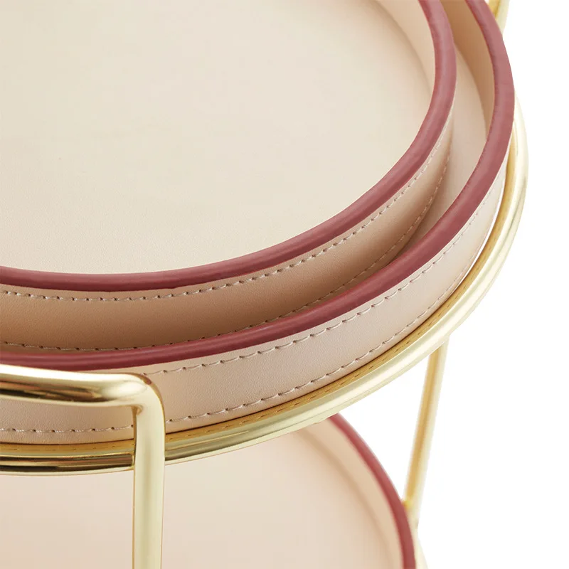 Unique Design Round Saddle Leather Storage rack storage trolley good Quality metal Bracket Trolley