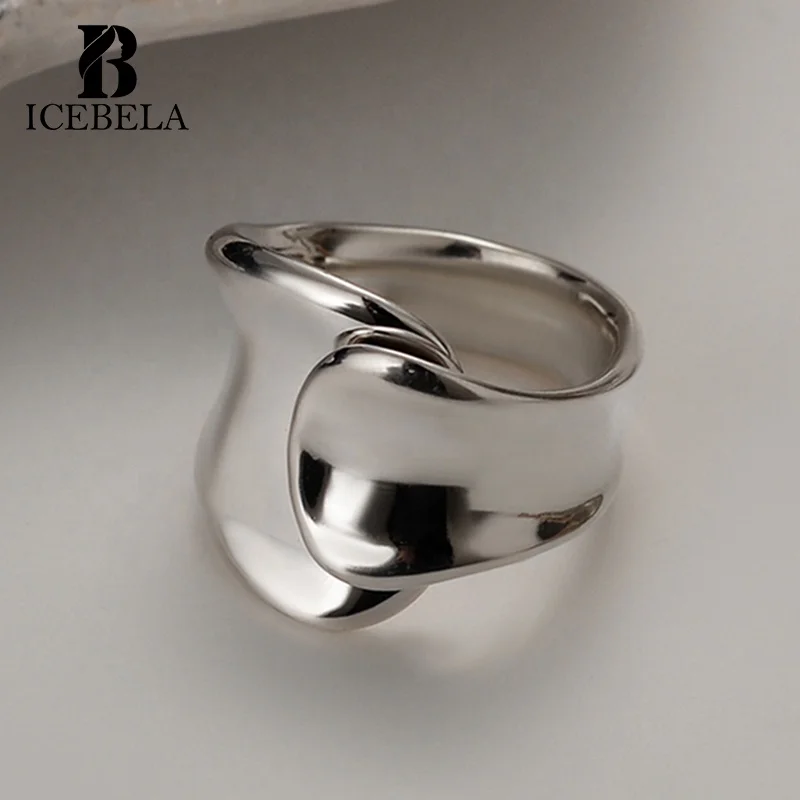 ICEBELA Dainty 925 Silver Fine Jewelry Simple Custom Adjustable Wholesale Price Sterling Silver Vintage Minimalist Ring