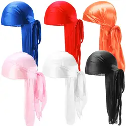 Wholesale Custom Solid Color Silky Durags Silk Satin Designer Du Rag