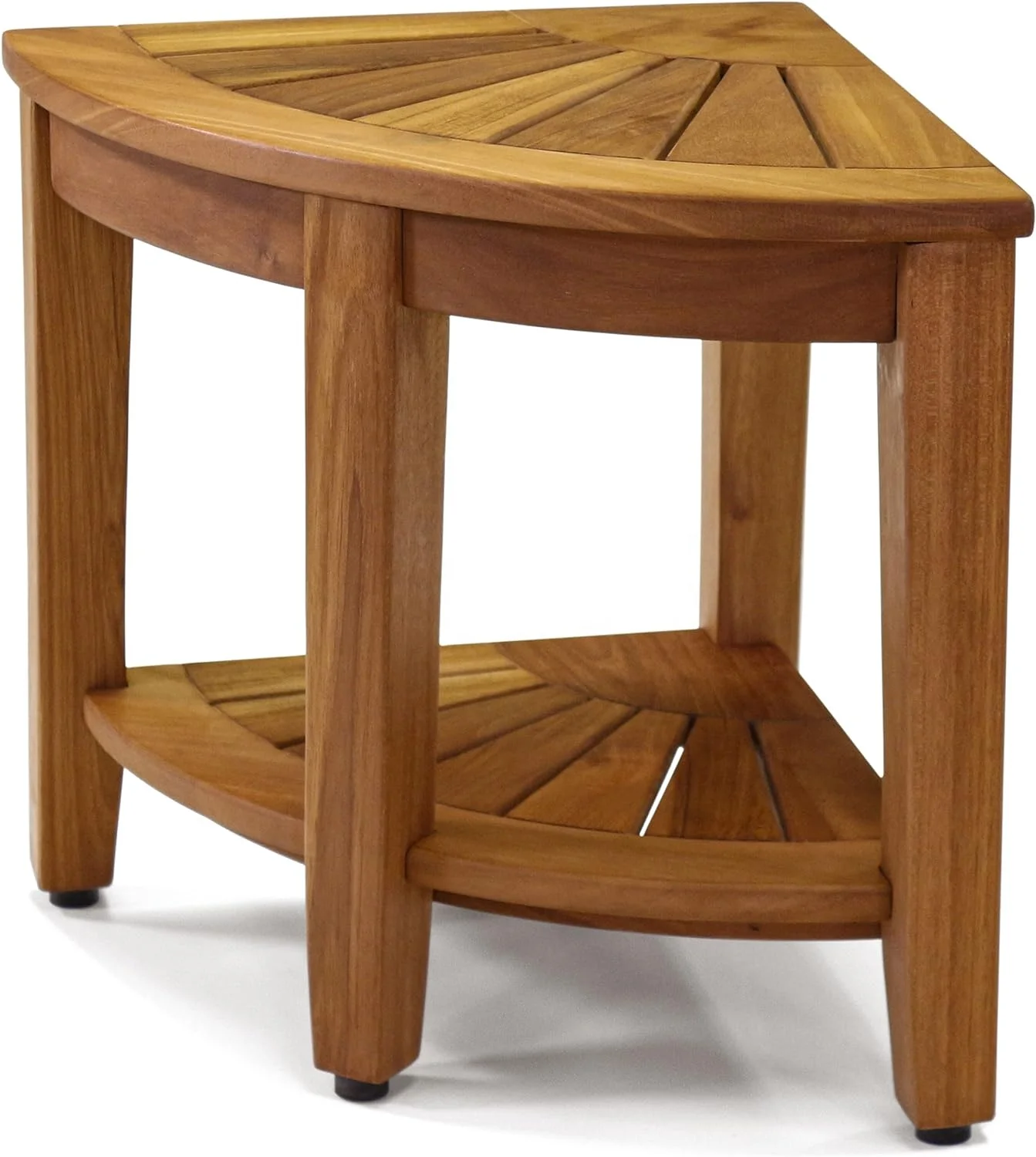 LS-1206,Manufactory Solid Wood Bench with Teak Wood Colour Corner Shower Stool Corner Shower Bench with Shelf Bathroom Bench