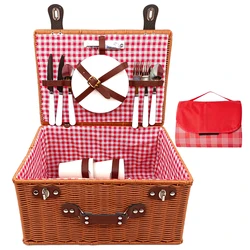 Wholesale 2/4 person Customized OEM outdoor Camping handmade rattan basket picnic basket