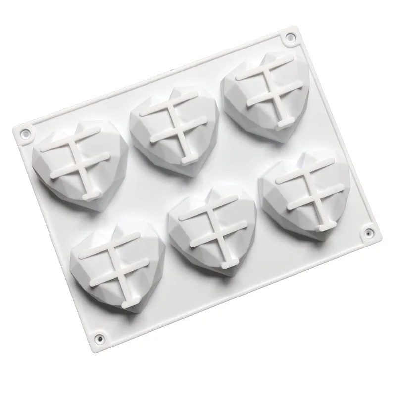 Factory Direct Price 3D Six Hole Dimensional Heart Shape Silicone Candy Soap Cake Molds