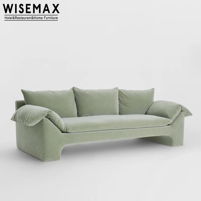 WISEMAX FURNITURE Factory Selling Green Living Room Sofas Soft Fabric Luxury Modern Sofa Set Furniture For 3 Seater