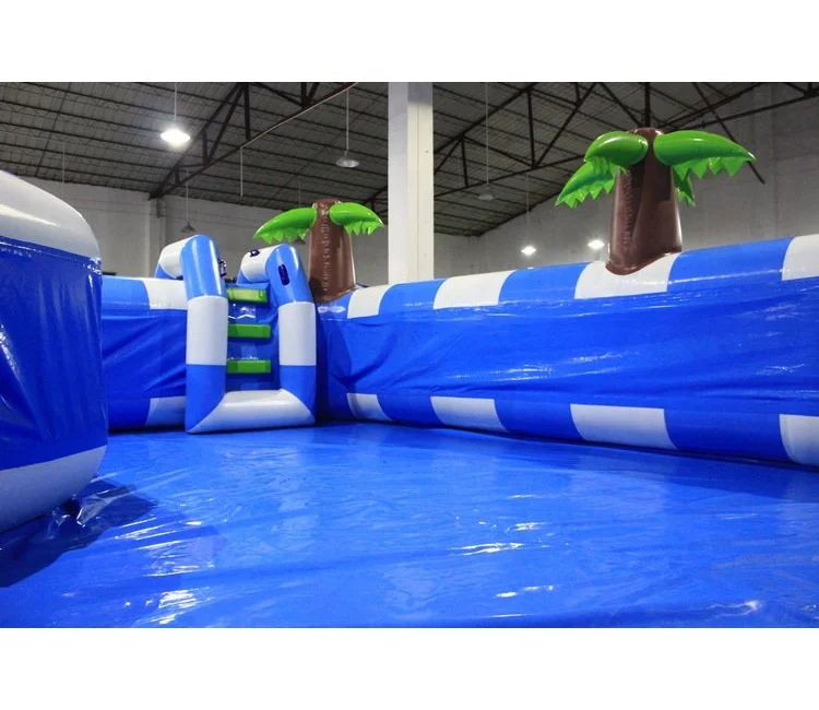 Coconut Tree Inflatable Swimming Pool With Slides Tropical Ocean Theme Inflatable Pool