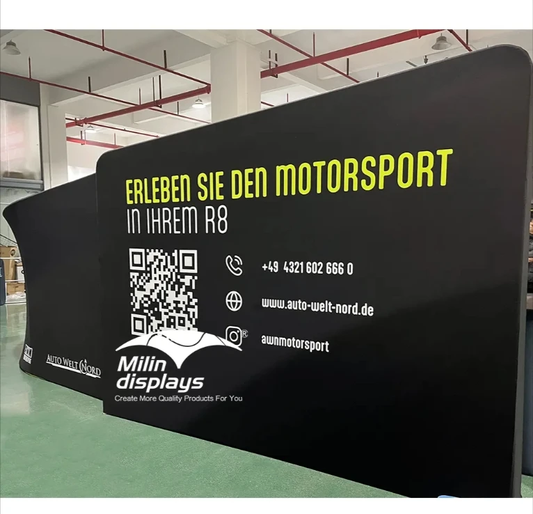 Curved Tension Fabric Trade Show Booths Shelf Display Stand Standard Expo Exhibition Booth Stall