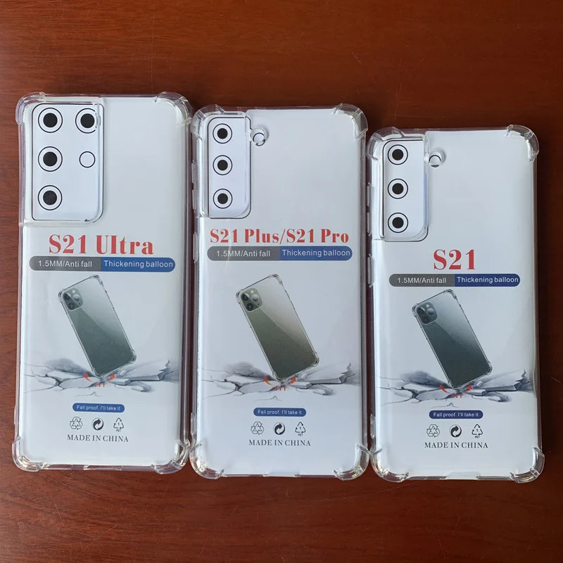 1.5 mm thickness Clear Soft TPU corner bumper transparent shockproof phone case for Samsung S22