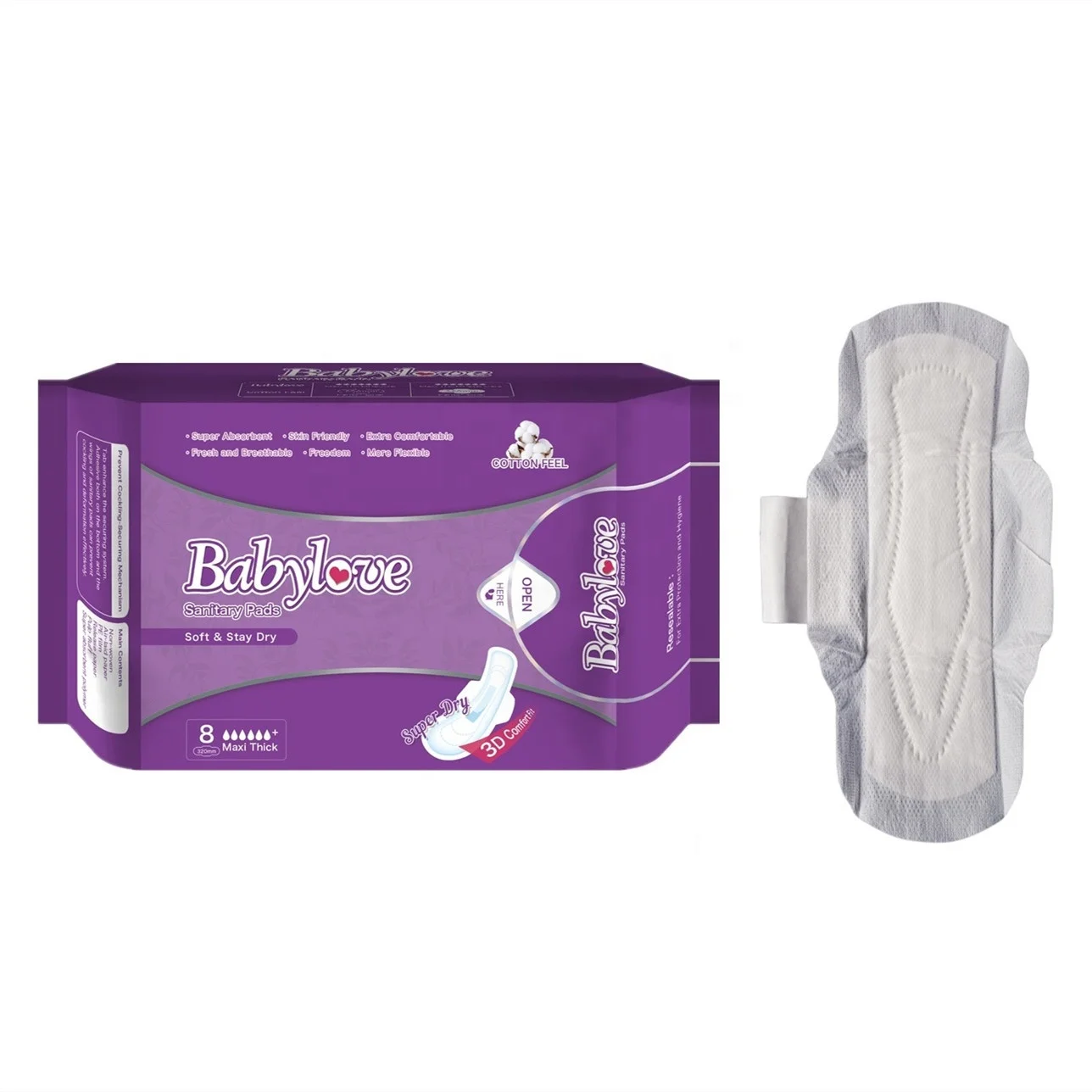 Hot Selling Free Sample Cotton Soft Natural Plant Sanitary Napkins, Wholesale OEM SAP Chip Absorption Disposable Sanitary Napkin