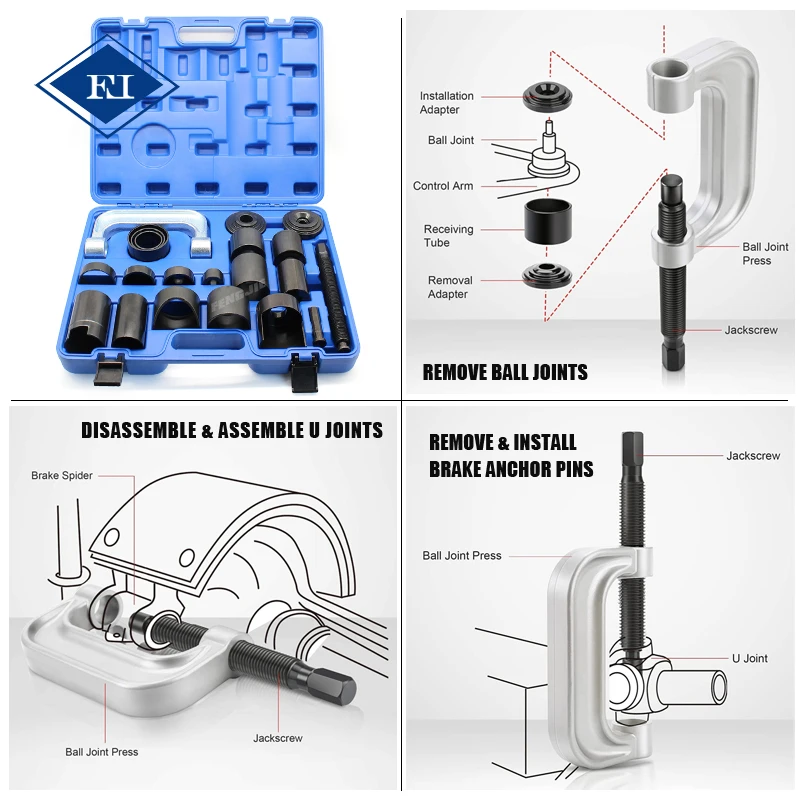 21pcs C Joint Chassis Service Tools Ball Puller Joint Removal Tool Tie Rod Separator Set Ball Joint Press Separator Tool Kit